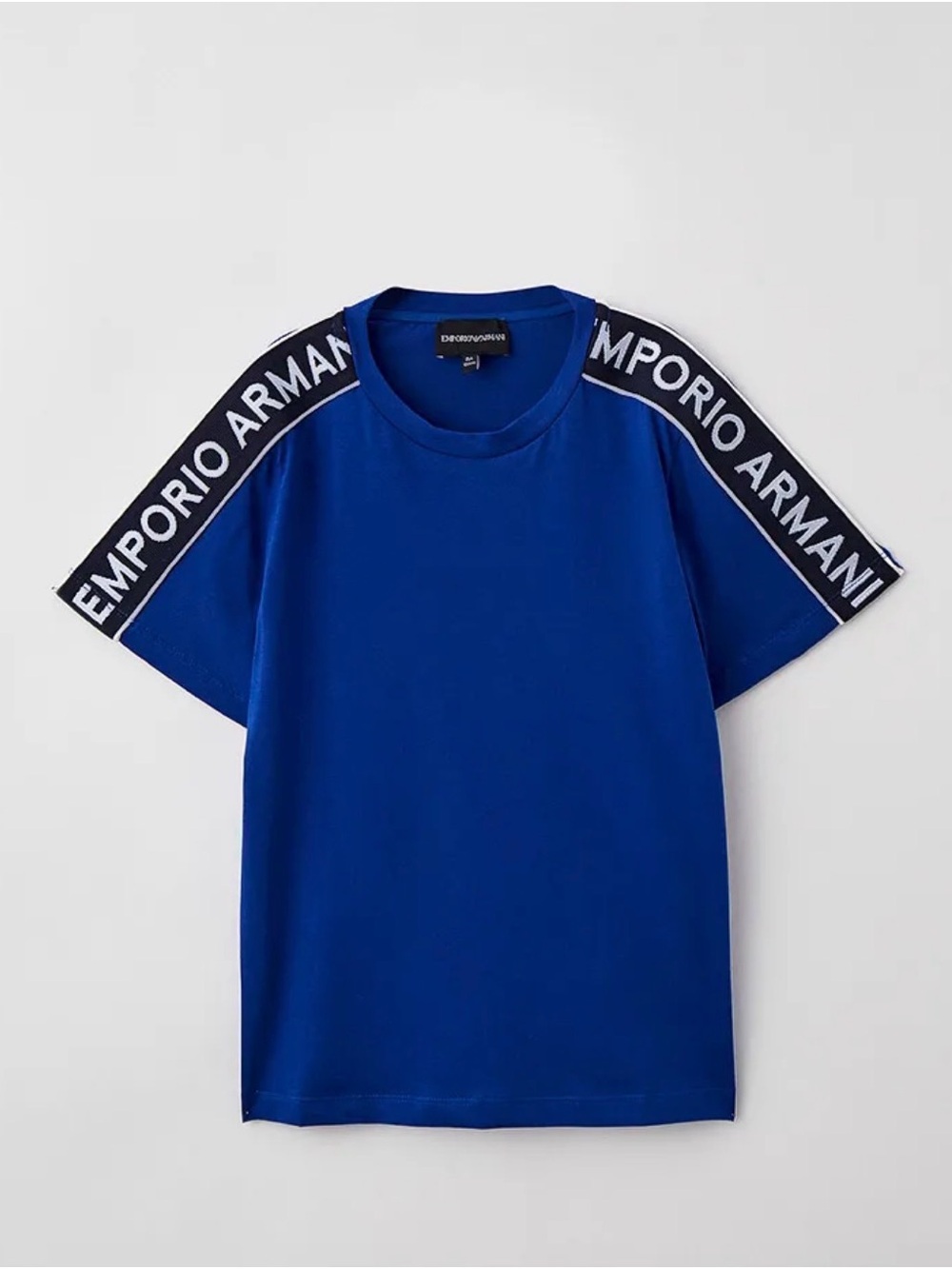 Emporio Armani Men's Cobalt Blue Logo-Trim Short Sleeve Tee
